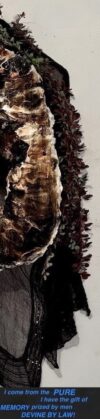the sin smolders not but burns to evil beauty (H 23" x W 13" xD 7") plaster wire cloth paper scarf