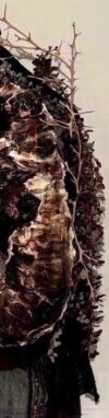the sin smolders not but burns to evil beauty (H 23" x W 13" xD 7") plaster wire cloth paper scarf