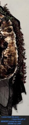 the sin smolders not but burns to evil beauty (H 23" x W 13" xD 7") plaster wire cloth paper scarf