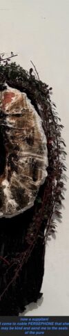 what shall the poet say what words shall he describe upon your monument? 'here lies a little child the Archives killed?'  ... epitaph of Greek shame (TW 1188-1191) paper cloth plaster wire 19 x 13 x 6" 2025