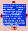 told the biggest lie how Ouranos ... Hesiod says he did ... even if true ... few as possible ought to hear them as unspeakable secrets after making a sacrifice not of a pig (Politeia 377e-78a)