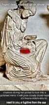 a  fugitive  from the sea ... to your knees  after much suffering pity me then my lord, I call myself your suppliant (Odyssey V 445-50) poem written by Simonideς of Keoς c. 556-468 BCE)
